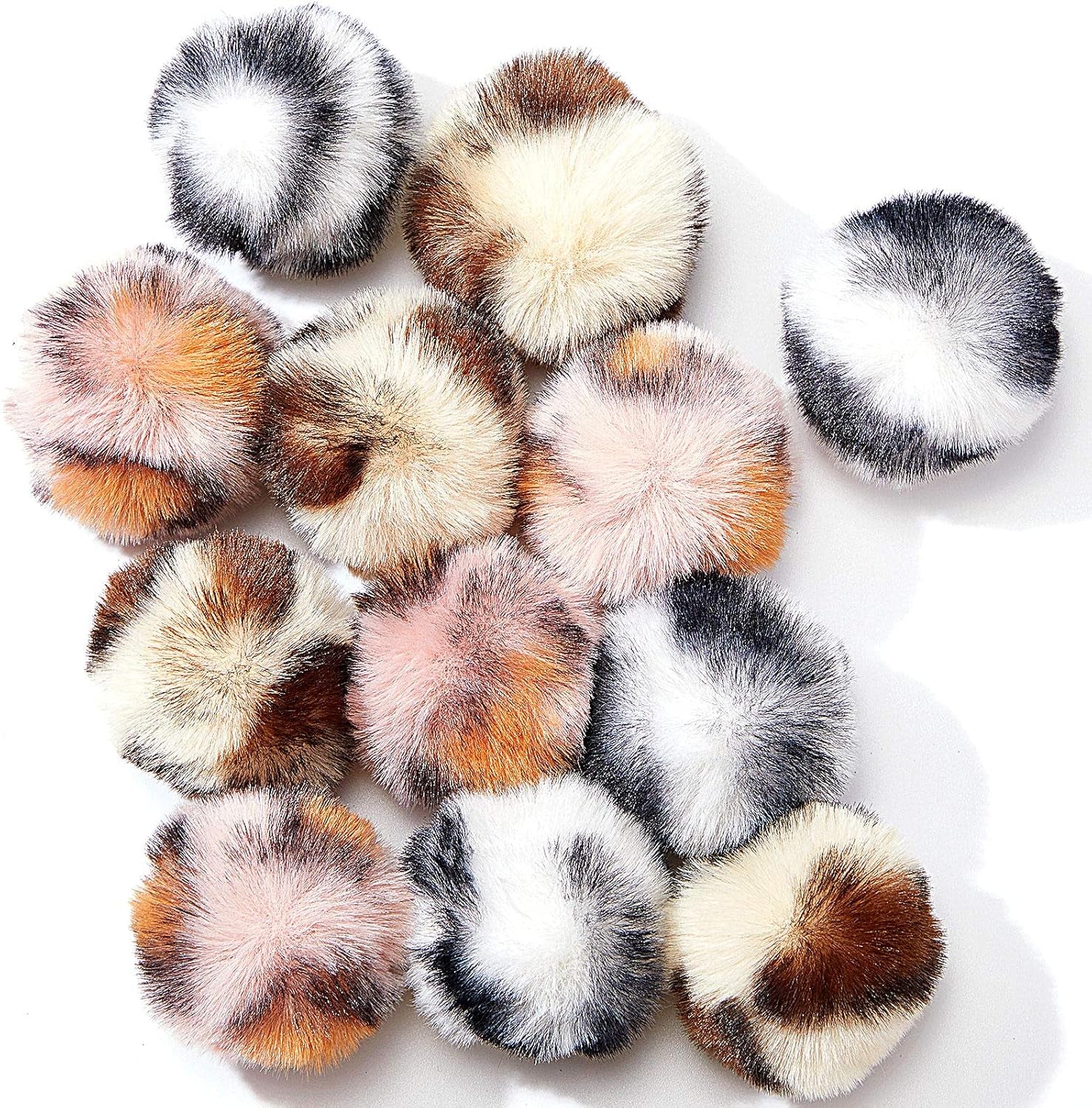 12 Pieces Cat Pom Pom Balls Toys Large Fuzzy Cat Ball Artificial Large Plush Ball for Cats Pets Interactive Playing Indoor(Pink,Leopard)