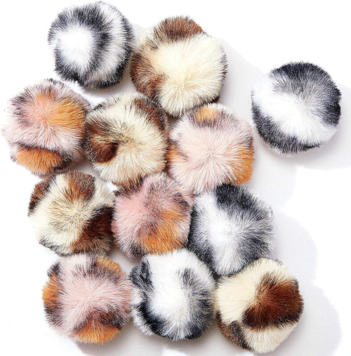 12 Pieces Cat Pom Pom Balls Toys Large Fuzzy Cat Ball Artificial Large Plush Ball for Cats Pets Interactive Playing Indoor(Pink,Leopard)
